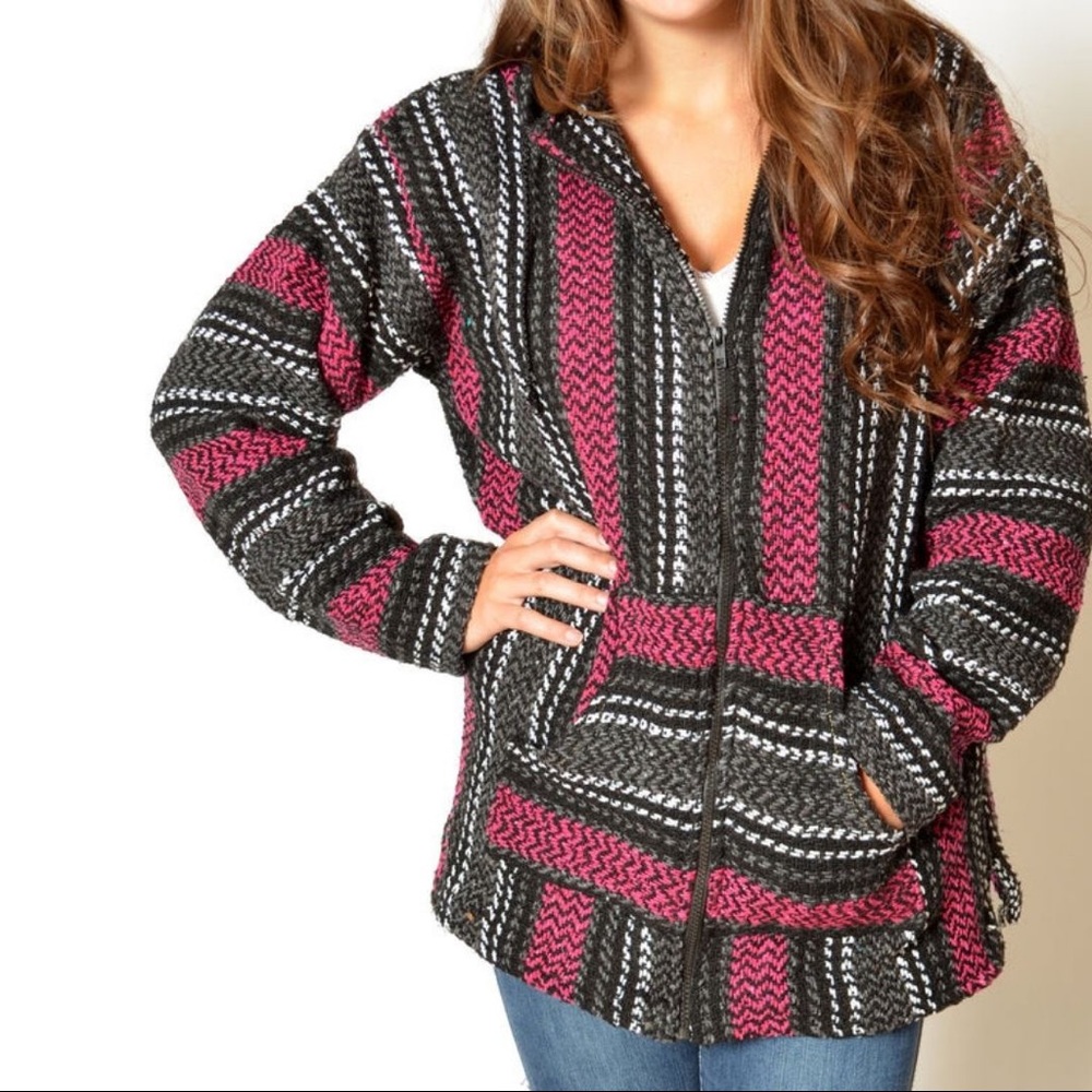 Baja Joe Pink & Gray Eco Zip Front Hoodie